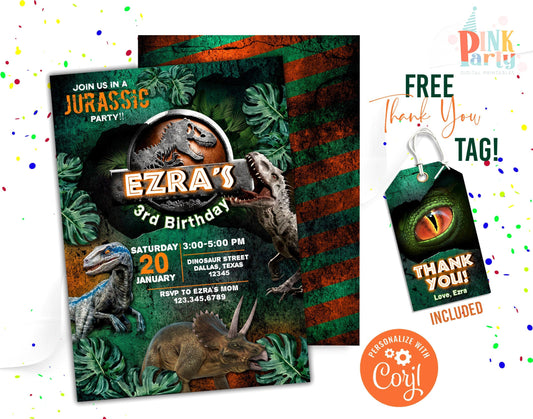 JURASSIC WORLD EDITABLE INVITATION