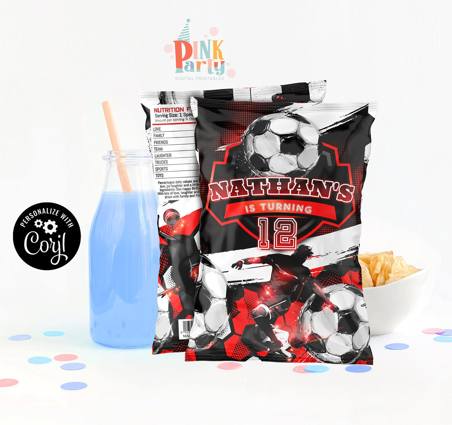 Kids Birthday chip bag, Template Printable, kids Birthday chip bag, kids Editable chip bag, Chip bag template, Potatoes wrapper, chips label