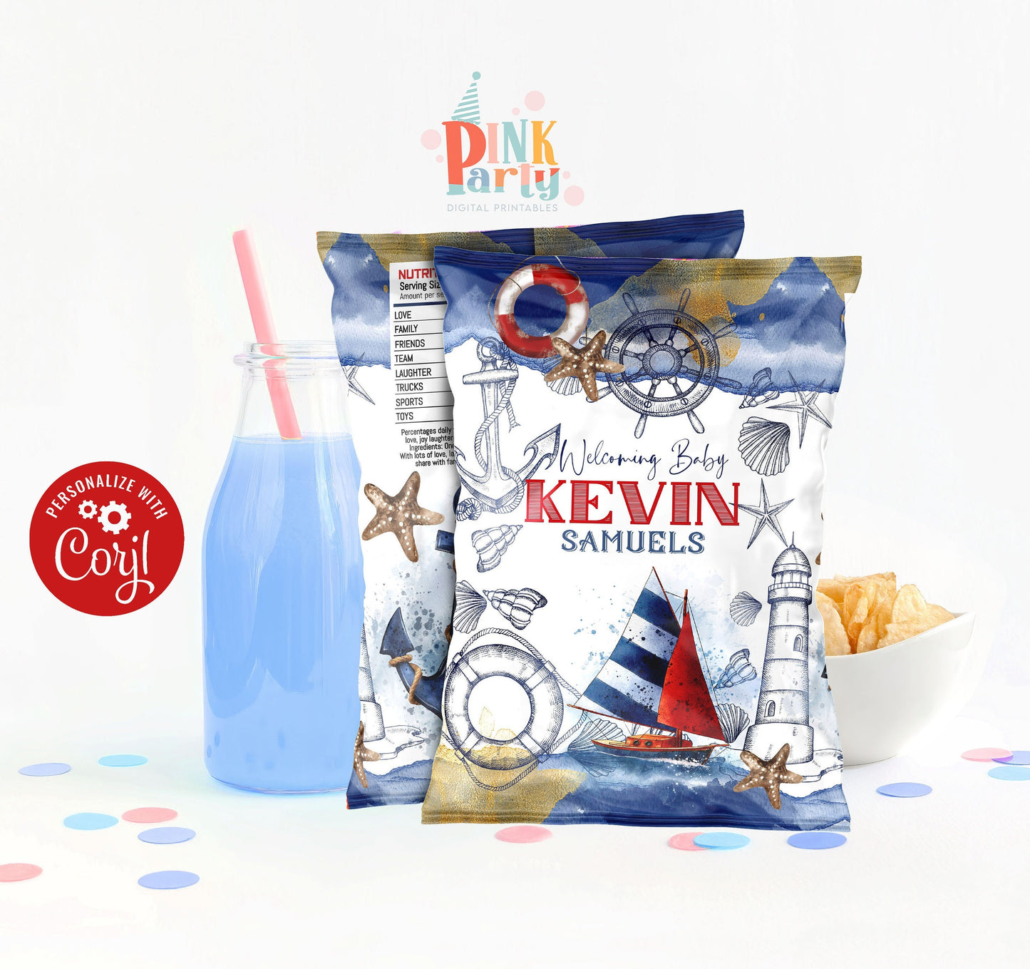 Kids Birthday chip bag, Template Printable, kids Birthday chip bag, kids Editable chip bag, Chip bag template, Potatoes wrapper, chip labels