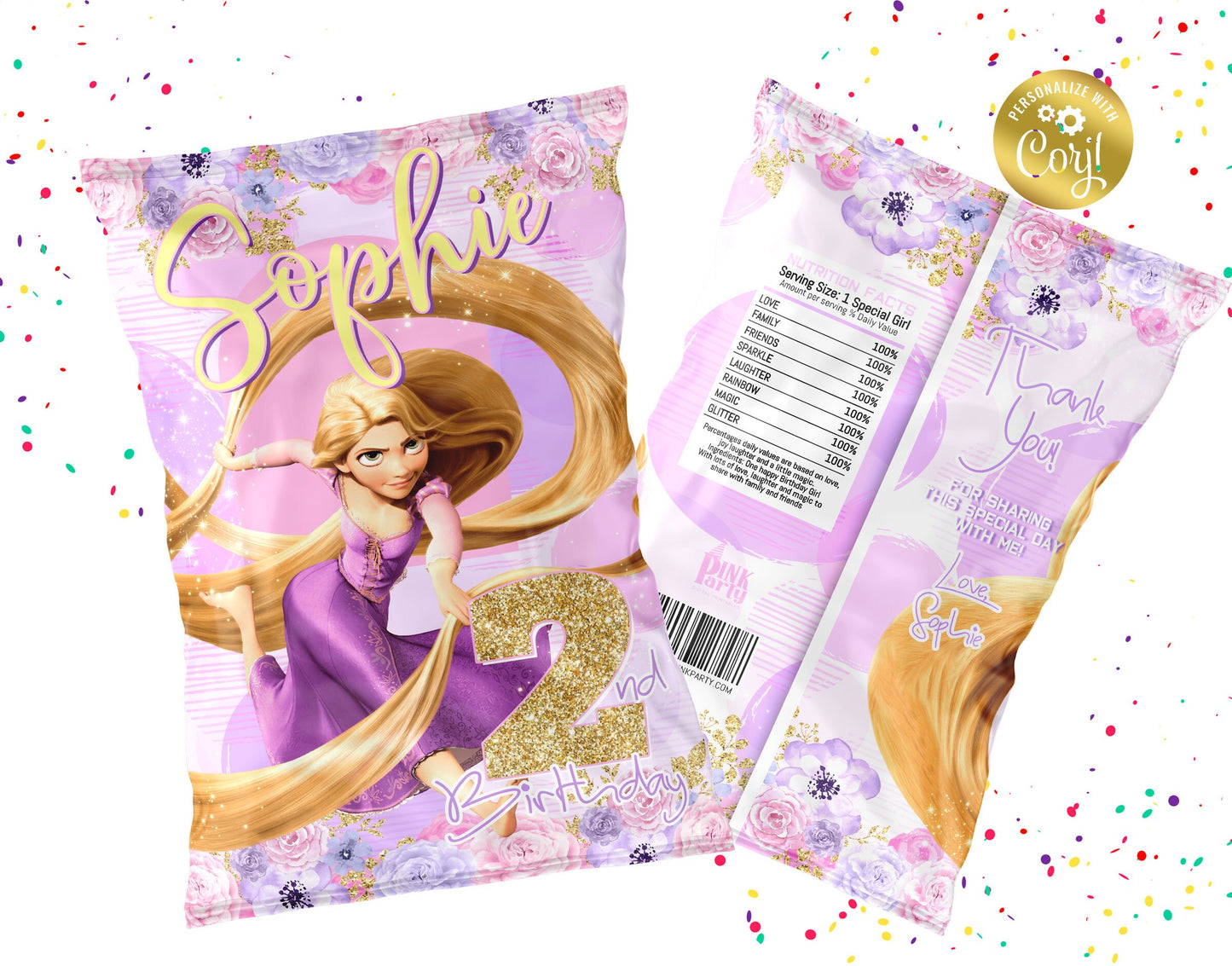 Tangled Rapunzel Editable printable chip bag