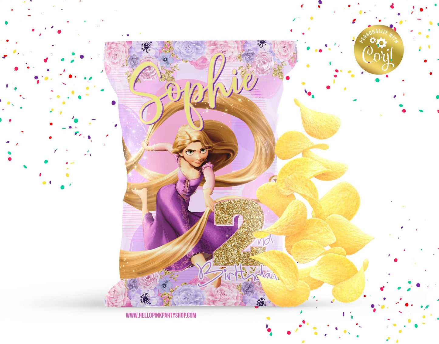 Tangled Rapunzel Editable printable chip bag