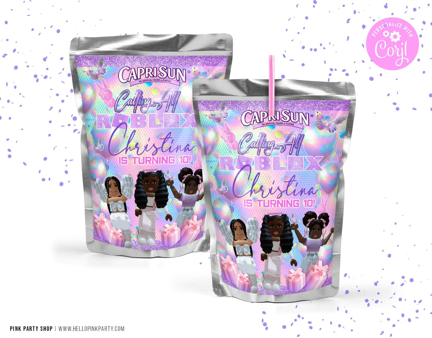 Rblox Girls Caprisun editable printable labels