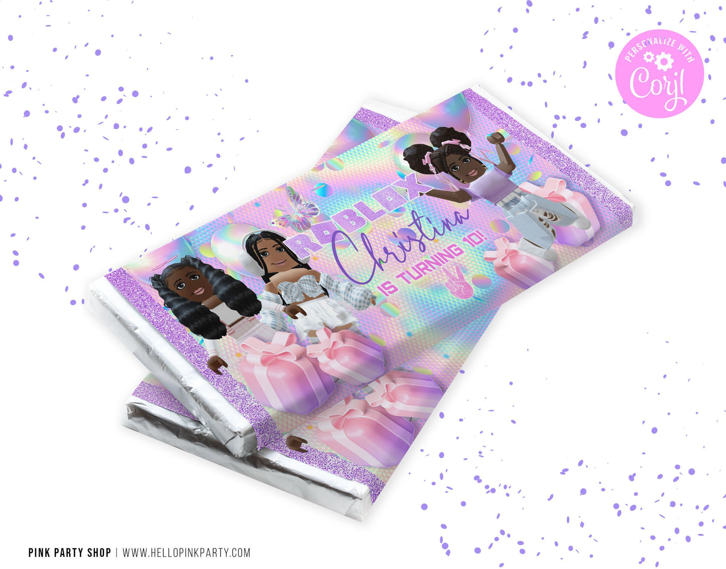 Roblox Girls editable printable candy bar wrapper