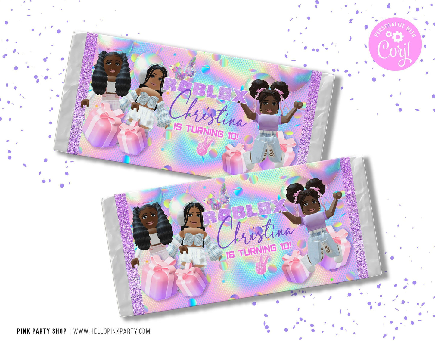 Roblox Girls editable printable candy bar wrapper