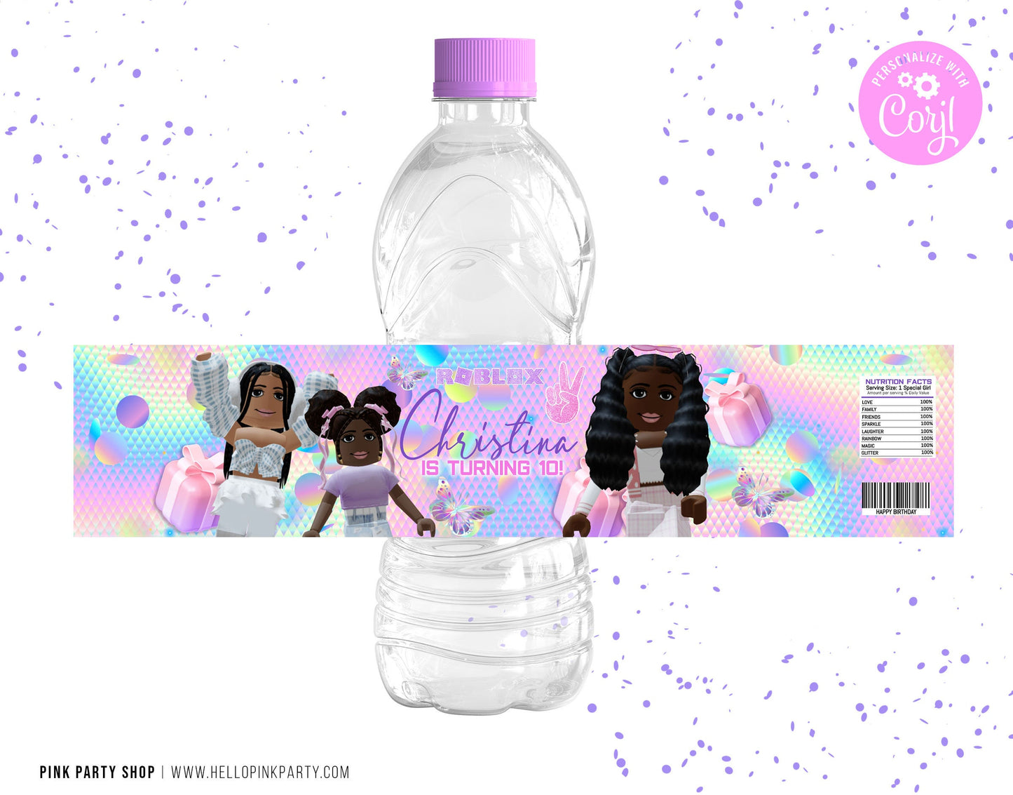 Roblox Girls editable printable water labels