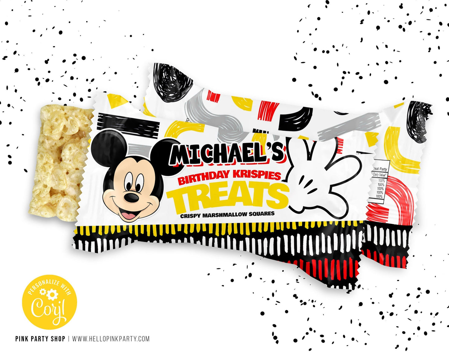 Mickey Mouse Birthday candy bar wrapper, Printable templates, kids Birthday rice krispie labels, kids Editable wrapper labels, favor box wrapper