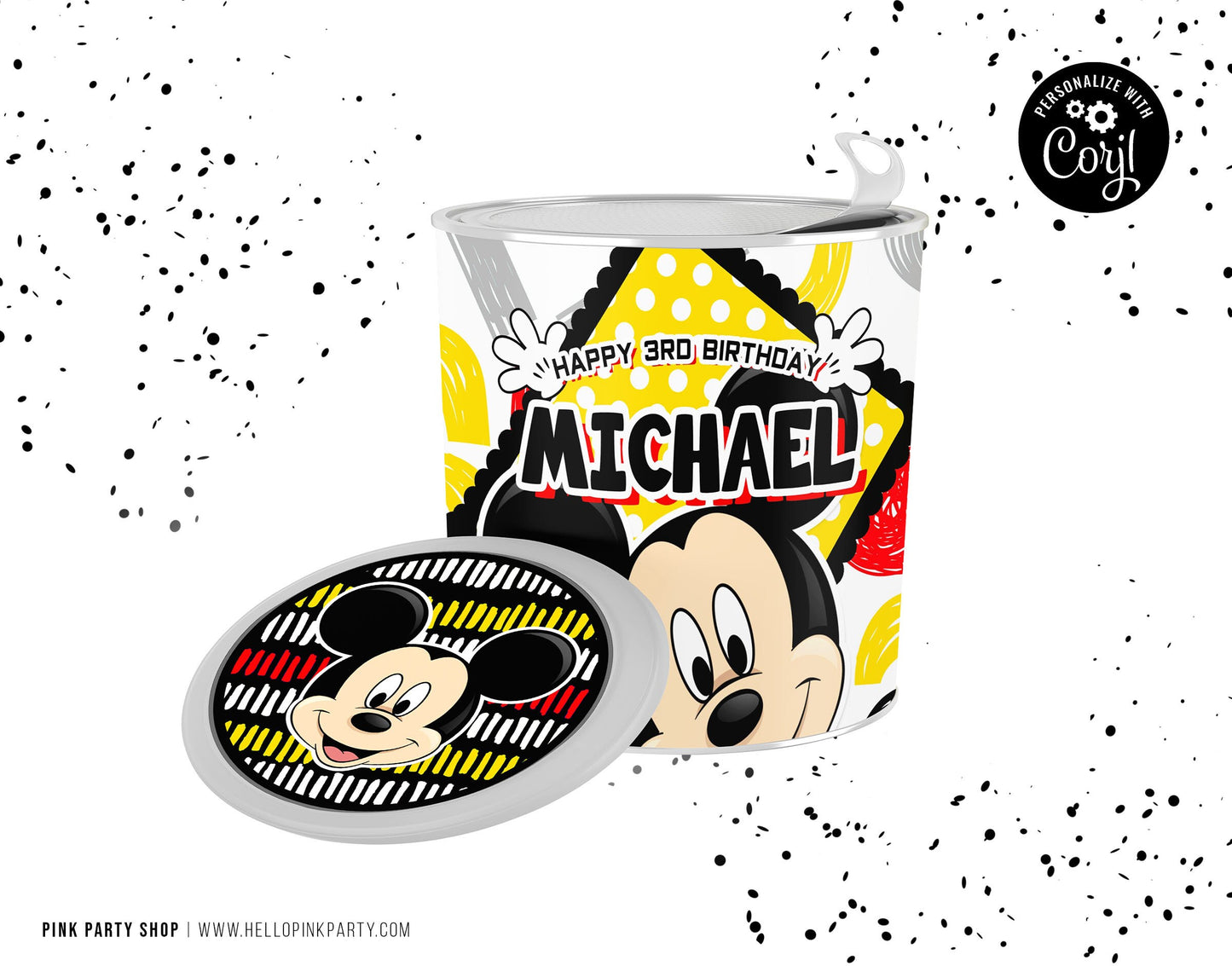 Mickey Mouse Birthday Potatoes wrapper, Template Printable, kids Birthday favor labels, kids Editable can wrapper, Editable template chips can label