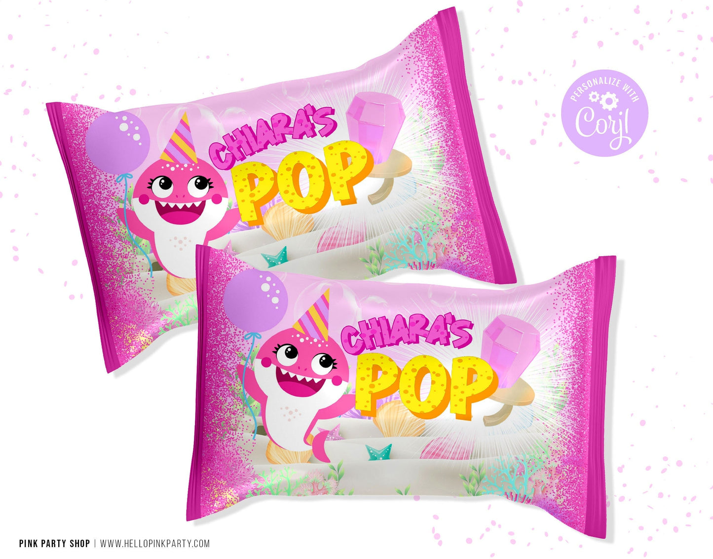 Editable Baby Shark Ring Pop Wrapper