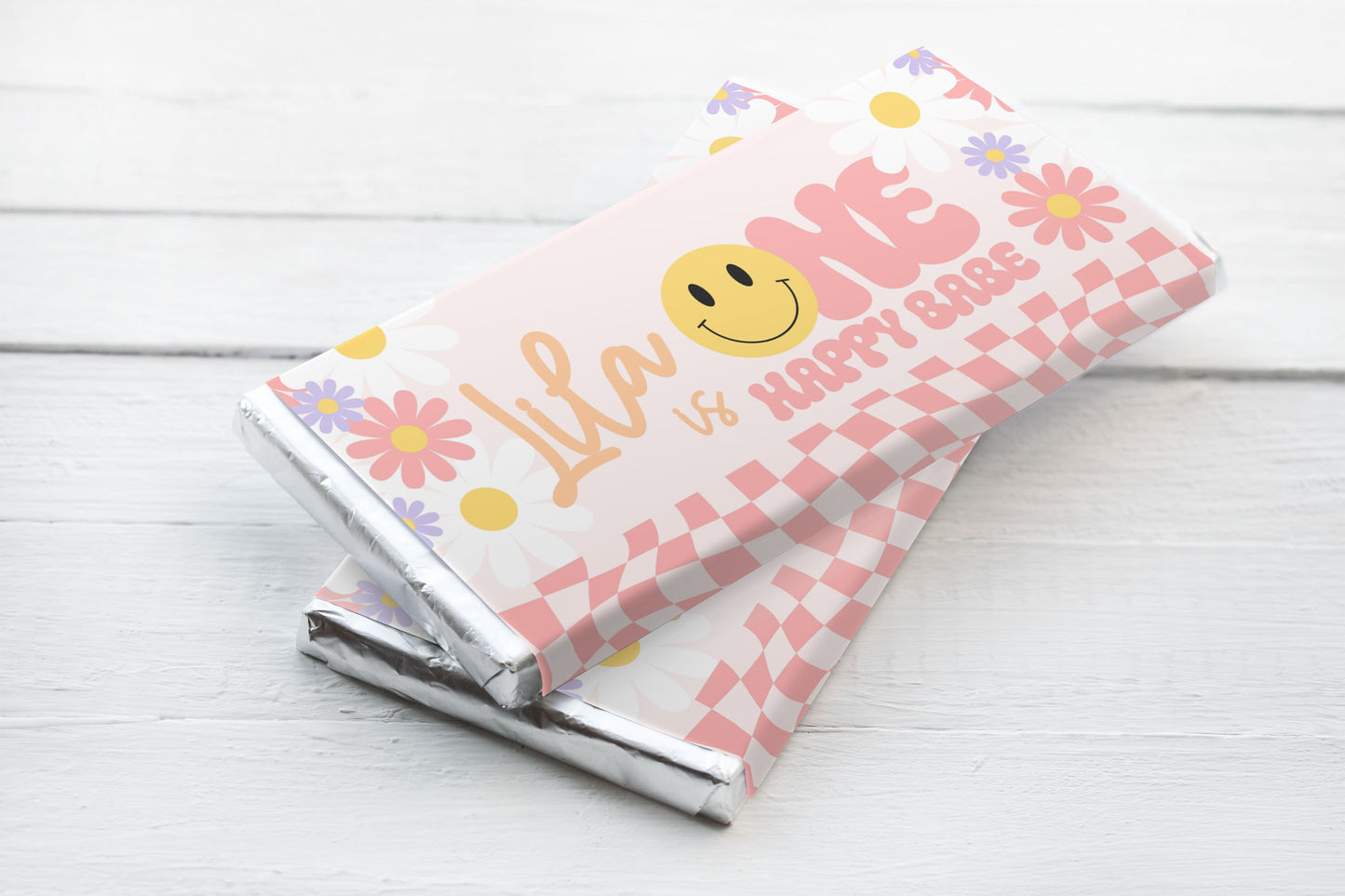 Editable ONE HAPPY BABE Birthday Candy Bar Label