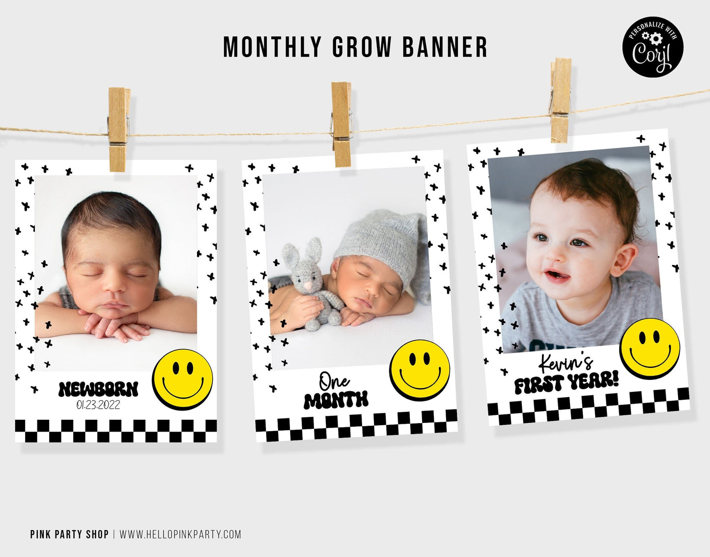 Editable ONE HAPPY DUDE Birthday Monthly Photo Banner, Baby's First Year Photos, Photo sign 1st Birthday, Printable 1st Birthday Milestone