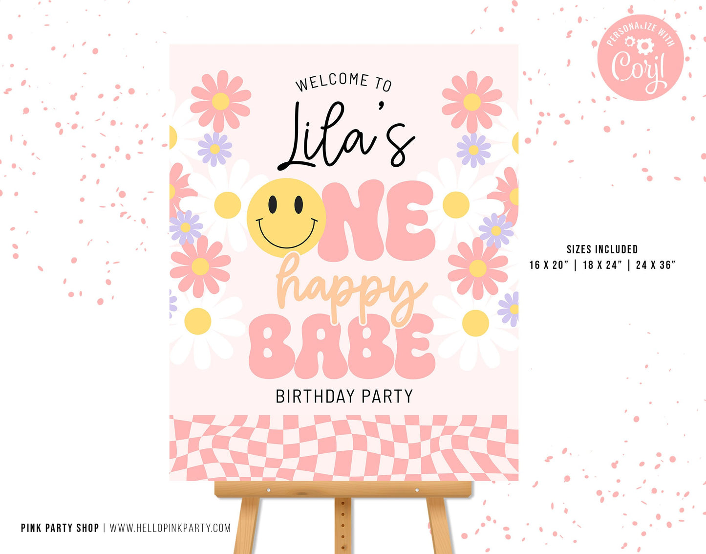 Editable ONE HAPPY BABE Birthday Candy Bar Label