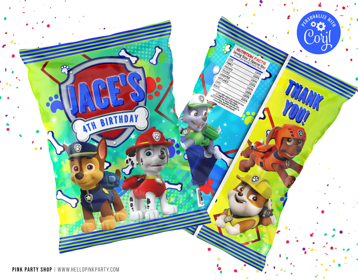 PAW PATROL CHIP BAG WRAPPER DESIGN