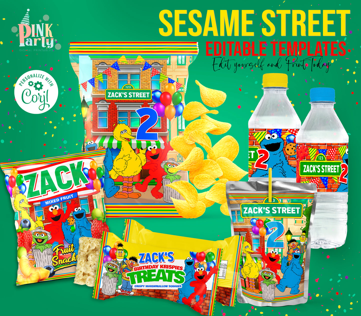 SESAME STREET EDITABLE PRINTABLE TEMPLATES BUNDLE