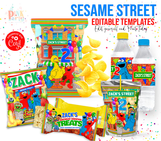 SESAME STREET EDITABLE PRINTABLE TEMPLATES BUNDLE