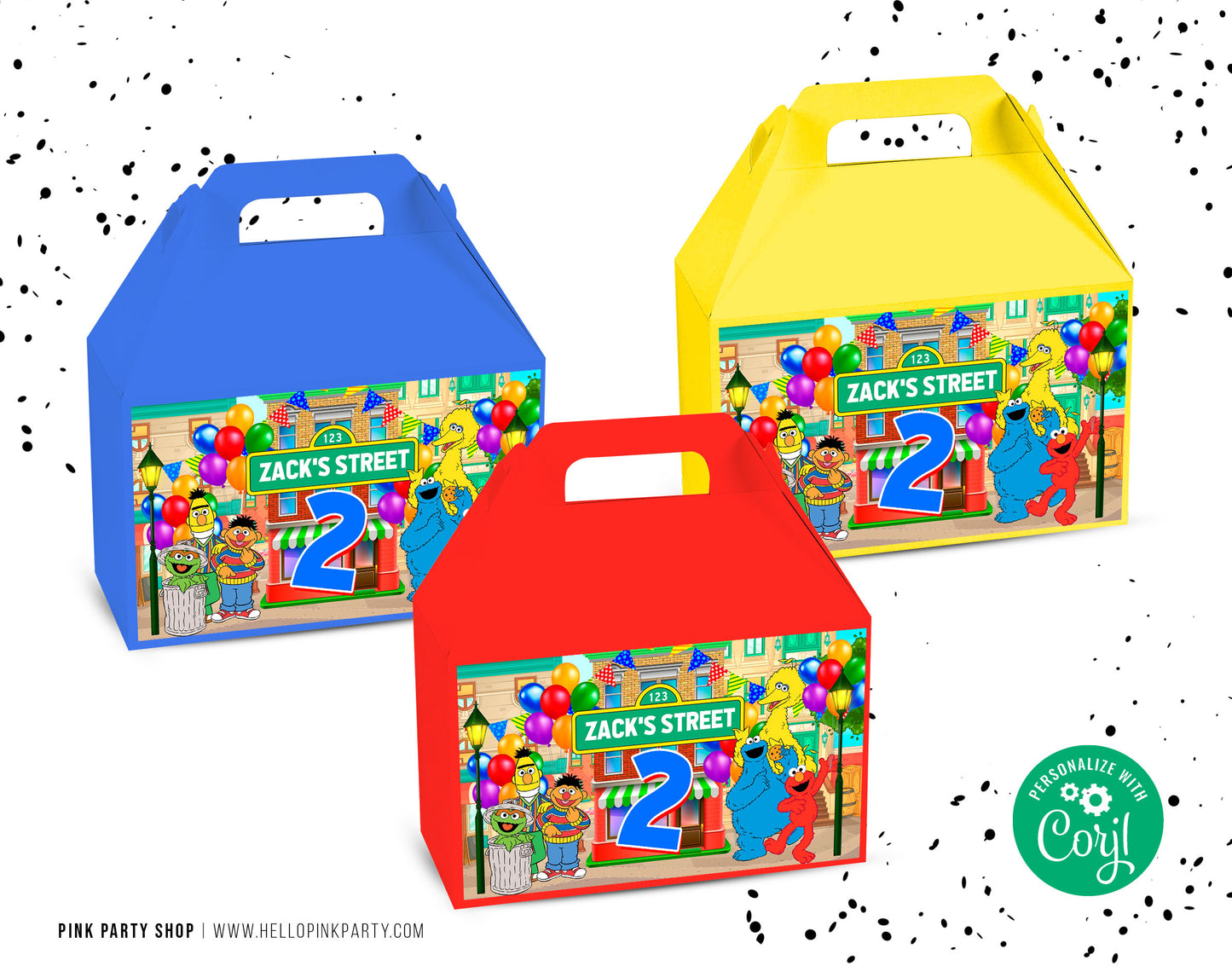 SESAME STREET EDITABLE GABLE BOX LABELS TEMPLATE