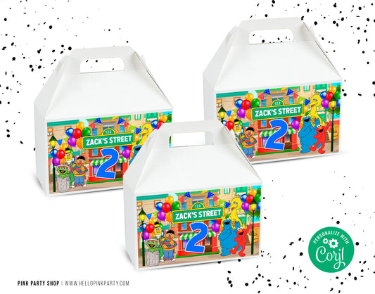 SESAME STREET EDITABLE GABLE BOX LABELS TEMPLATE